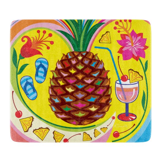 Verse Ananas Zomer Tinten Snijplank (Voorkant)