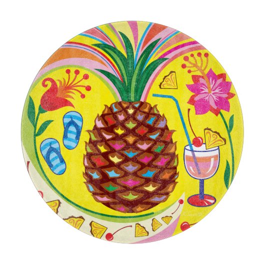Verse ananas zomertinten snijplank (Voorkant)