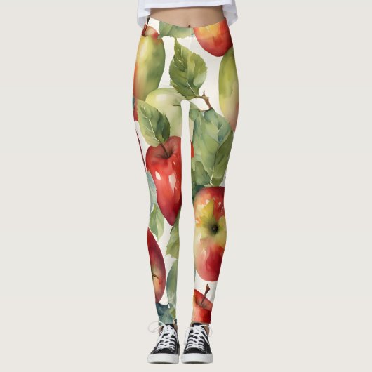 Verse appel aquarel ontwerp leggings (Voorkant)
