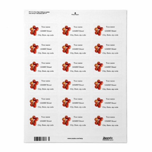 Verse appels & tomaten Adreslabel Etiket (Full Sheet)