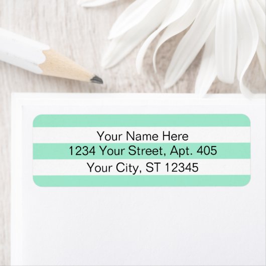 Verse Aqua Stripes gepersonaliseerd Etiket (Insitu)