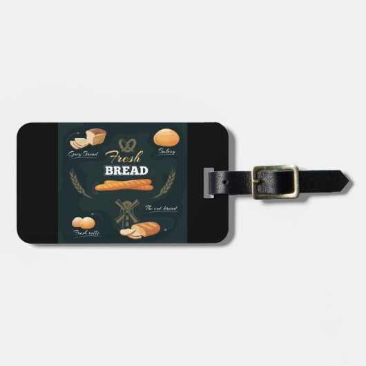 Verse Artisan Brood Bakkerij Loaf Rolls Baguette Bagagelabel (Voorkant horizontaal)