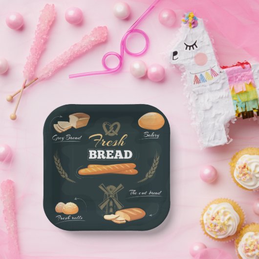 Verse Artisan Brood Bakkerij Loaf Rolls Baguette Papieren Bordje (Feest)