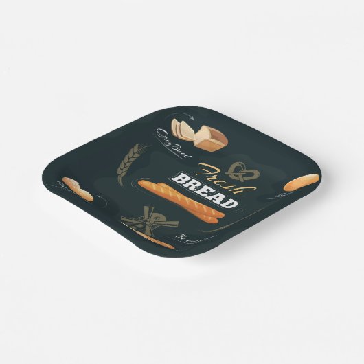 Verse Artisan Brood Bakkerij Loaf Rolls Baguette Papieren Bordje (Gebogen)