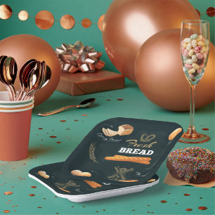 Verse Artisan Brood Bakkerij Loaf Rolls Baguette Papieren Bordje