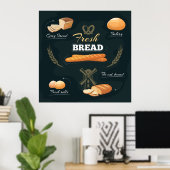 Verse Artisan Brood Bakkerij Loaf Rolls Baguette Poster (Thuiskantoor)