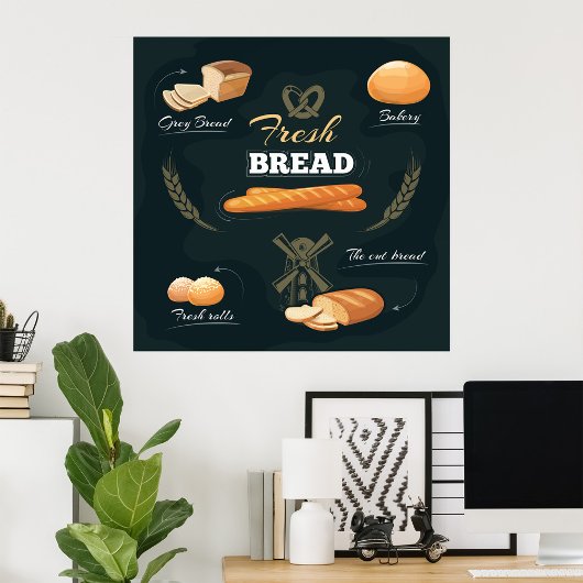 Verse Artisan Brood Bakkerij Loaf Rolls Baguette Poster