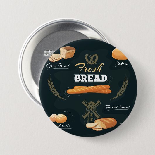 Verse Artisan Brood Bakkerij Loaf Rolls Baguette Ronde Button 7,6 Cm (Voorkant /achterkant)