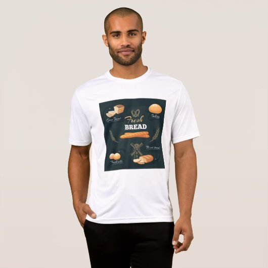 Verse Artisan Brood Bakkerij Loaf Rolls Baguette T-shirt (Voorkant volledig)