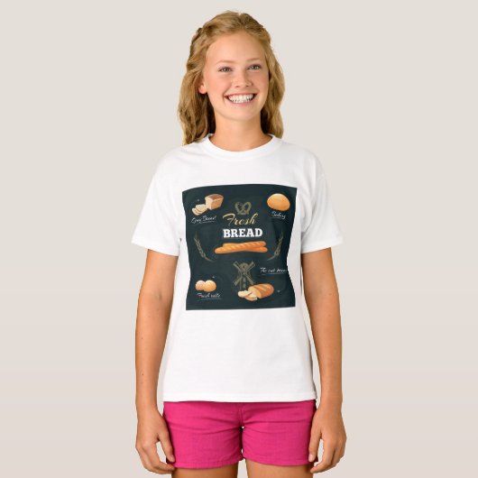 Verse Artisan Brood Bakkerij Loaf Rolls Baguette T-shirt (Voorkant volledig)