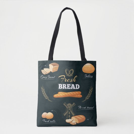 Verse Artisan Brood Bakkerij Loaf Rolls Baguette Tote Bag (Voorkant)