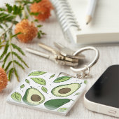 Verse avocado met groene bladeren – Sleutelhanger  (Voorkant Rechts)