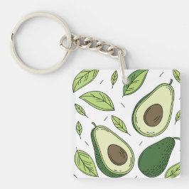 Verse avocado met groene bladeren – Sleutelhanger