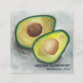 Verse Avocado met pit in Waterverf Green & Grey Vierkante Visitekaartje (Voorkant)