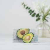 Verse Avocado met pit in Waterverf Green & Grey Visitekaartje (Staand voorkant)