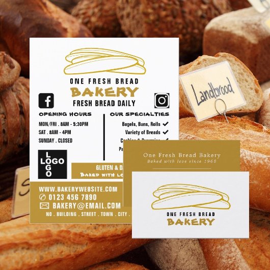 Verse Baguettes, Bakkers, Bakkerij Winkel Adverten Flyer