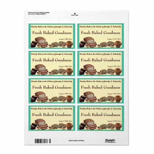 Verse Baked Goods Variety Packaging Versie 2 Etiket (Full Sheet)