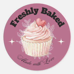 Verse Bakken Paarse Cupcake Bakkerij Sticker