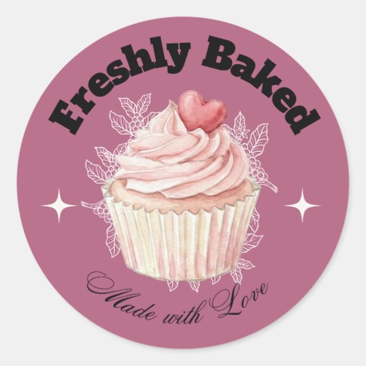 Verse Bakken Paarse Cupcake Bakkerij Sticker (Voorkant)
