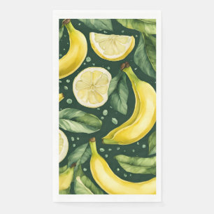 Verse bananen en citroenschijfjes aquarel kunst servet