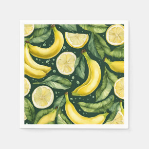 Verse bananen en citroenschijfjes aquarel kunst servet