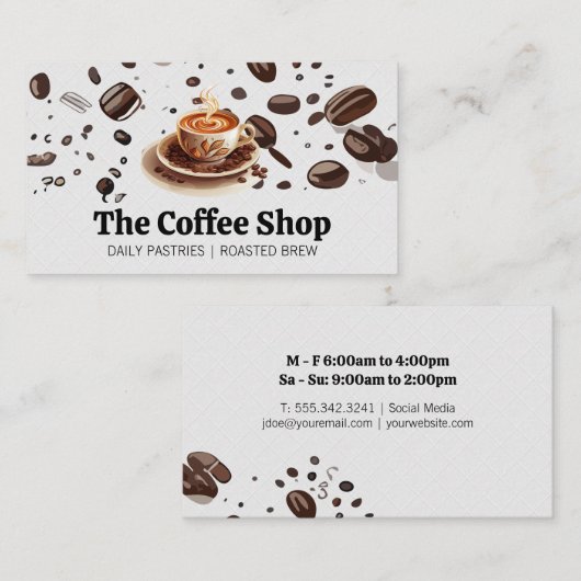 Verse Bekerde Koffiekop | Koffiebonen Visitekaartje (Voorkant / Achterkant)