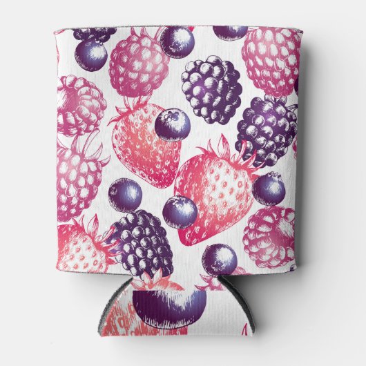 Verse bessen: kleurrijke  achtergrond. blikjeskoeler (Voorkant)