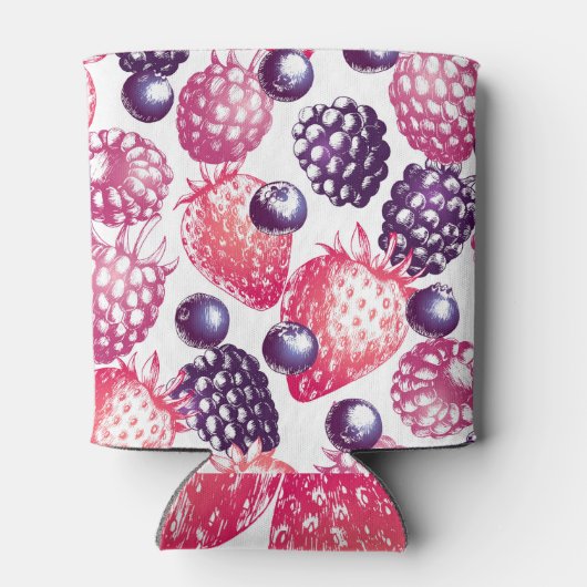 Verse bessen: kleurrijke  achtergrond. blikjeskoeler (Achterkant)