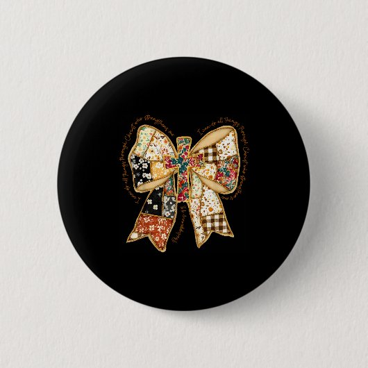 Verse Bible Coquette Christian Jesus Bow Patchwork Ronde Button 5,7 Cm (Voorkant)