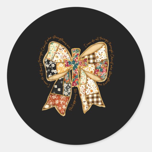 Verse Bible Coquette Christian Jesus Bow Patchwork Ronde Sticker (Voorkant)