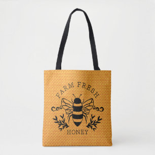 Verse Bij Botanische Vintage Ontwerp Honing Tote Bag