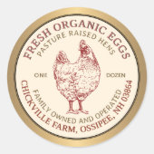 Verse biologische eikarton Label Gold Border (Voorkant)