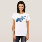Verse Blauw Abstracte Vogels Kunst Design T-shirt (Voorkant volledig)