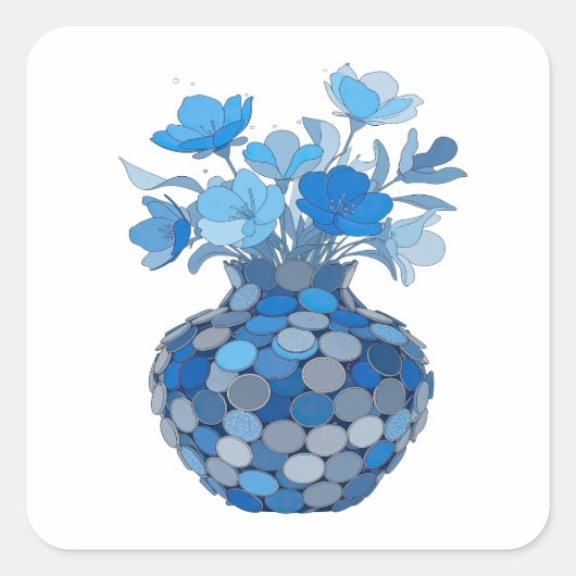 Verse Blauw BLOEMENVAS Label Ontwerp (Voorkant)