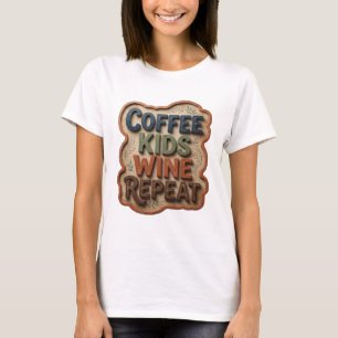 Verse Blauw COFFIE KINDEREN WIJN HERHAAL T-shirt o