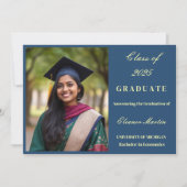 Verse Blauw Geel Elegante Fotouitnodiging Kaart (Voorkant)