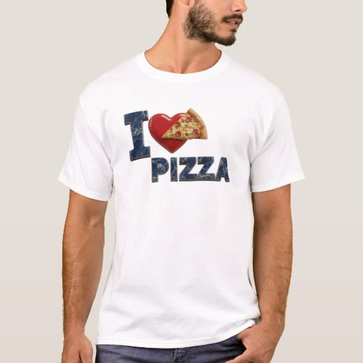 Verse Blauw IK HOU VAN PIZZA Mode Kunst T-shirt (Voorkant)