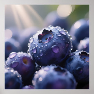 Verse Blauwe Bosbessen Close Up Poster