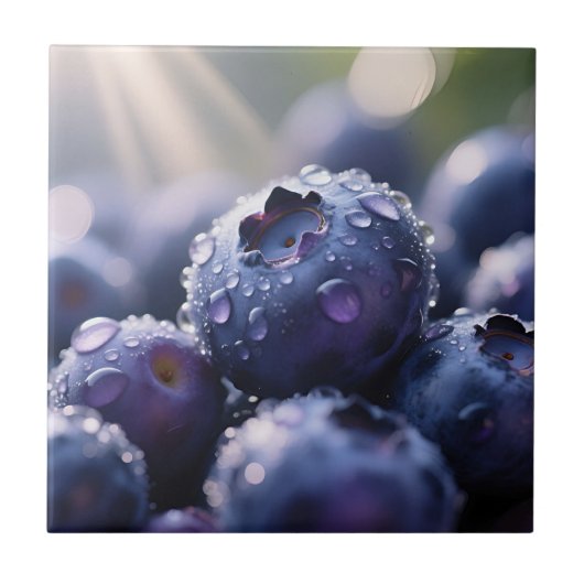 Verse Blauwe Bosbessen Close Up Tegeltje (Voorkant)