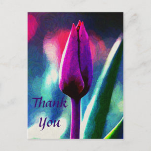 Verse bloeiende paarse tulp bedankkaart briefkaart