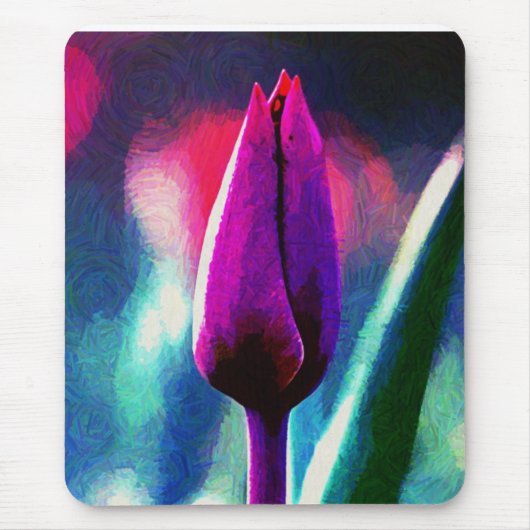 Verse Bloeiende Paarse Tulp Impressionist Muismat (Voorkant)