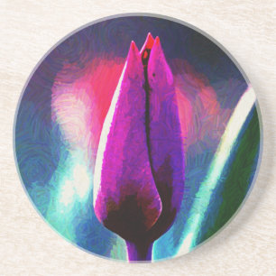 Verse bloeiende paarse tulp zandsteen onderzetter