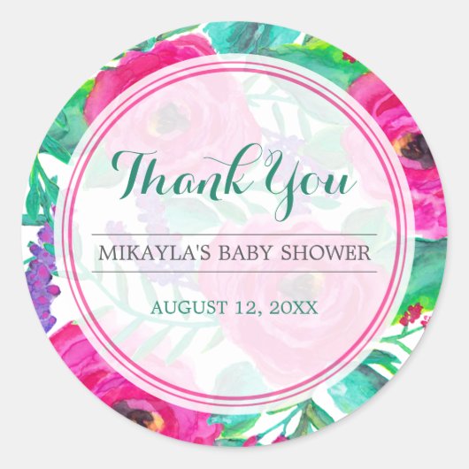 Verse Bloemen Baby shower Favor Sticker (Voorkant)