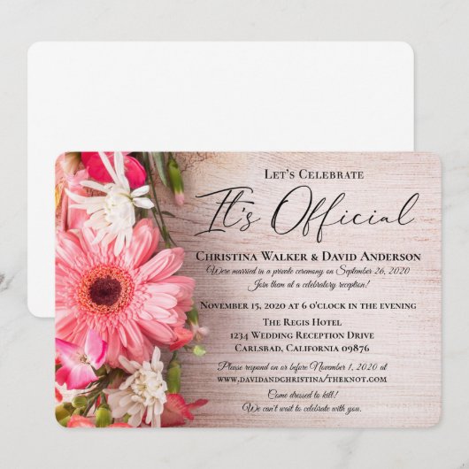 Verse Bloemen Bloemisterij Het is Officieel Trouwe Kaart (Voorkant / Achterkant)