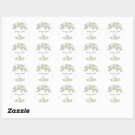 Verse bloemen - bruiloft ronde sticker (Vel)