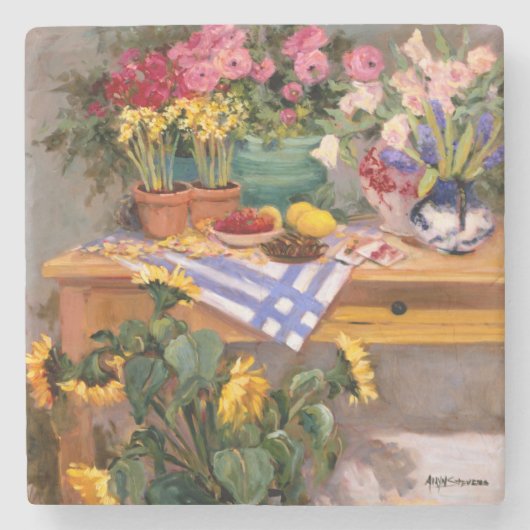 Verse bloemen I Stenen Onderzetter (Voorkant)