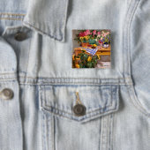 Verse bloemen I Vierkante Button 5,1 Cm (In situ)