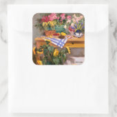 Verse bloemen I Vierkante Sticker (Tas)