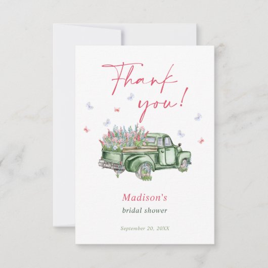 Verse Bloemenwagen Bruidsdiner Bedankkaart (Voorkant)