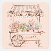 Verse Bloemenwagen Bruidsdiner Vierkante Sticker (Voorkant)